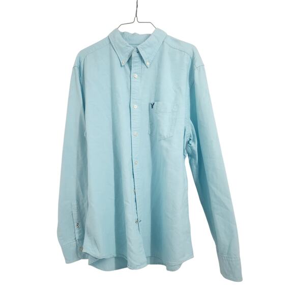American Eagle Blue Long Sleeve Button Down Top Womens Size Extra Large XL - Picture 1 of 3